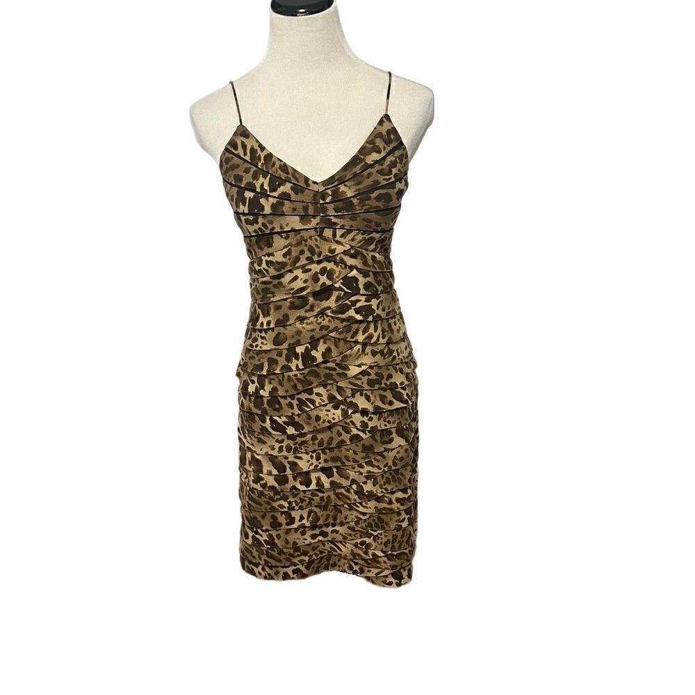 Eliza J. Leopard Tiered Dress Sz 8
